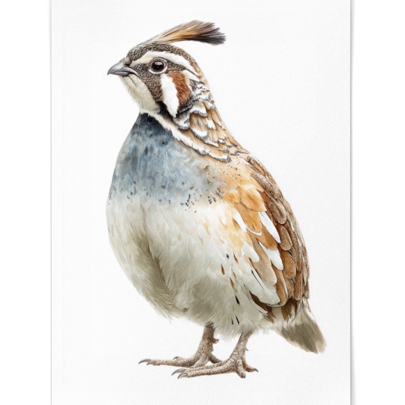 Watercolor Quail Wall Art Print, Unframed - Vibrant Nature-Inspired Home Decor - Picture 2 of 6